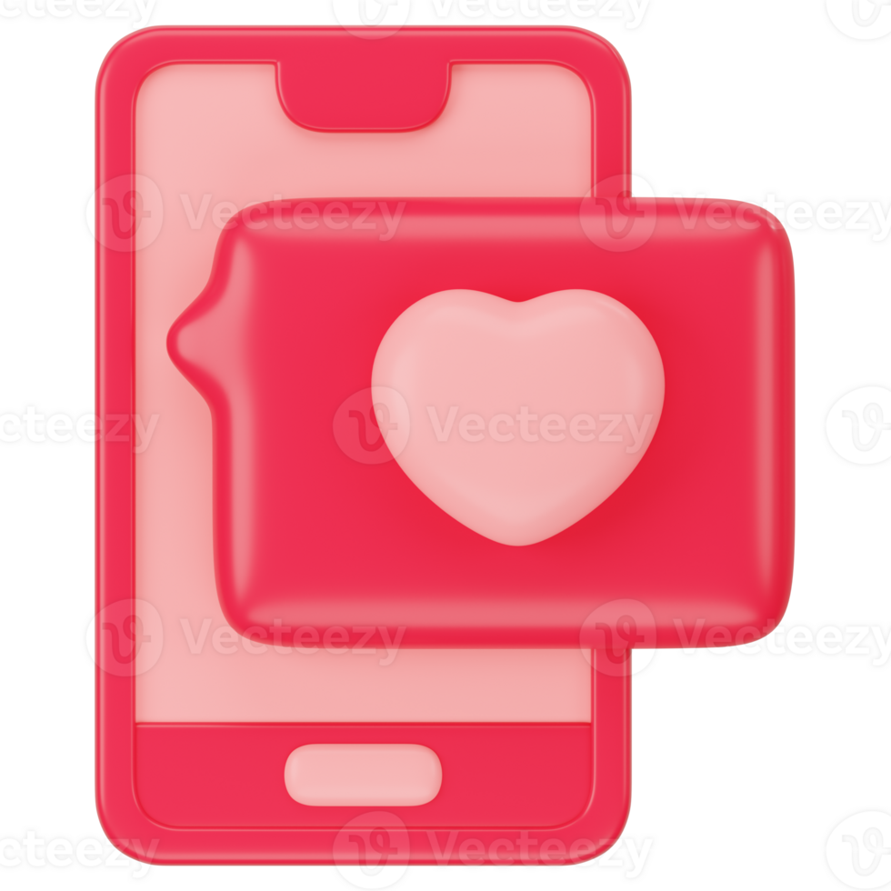 3d Love Chatting on Smartphone, Valentine 3d icon rendering png