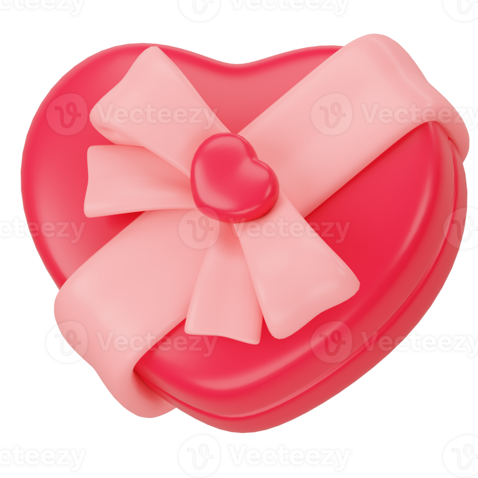 Heart shaped gift box 3d icon rendering png