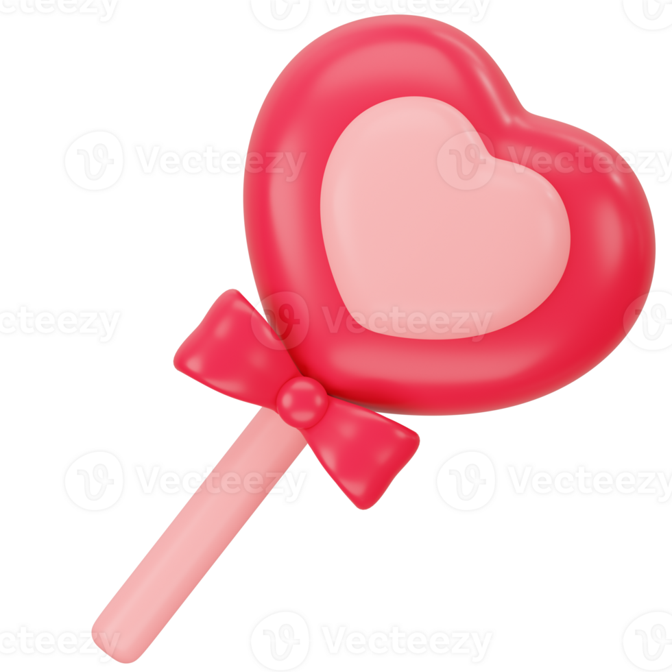 Heart shaped lollipop dessert 3d icon rendering png
