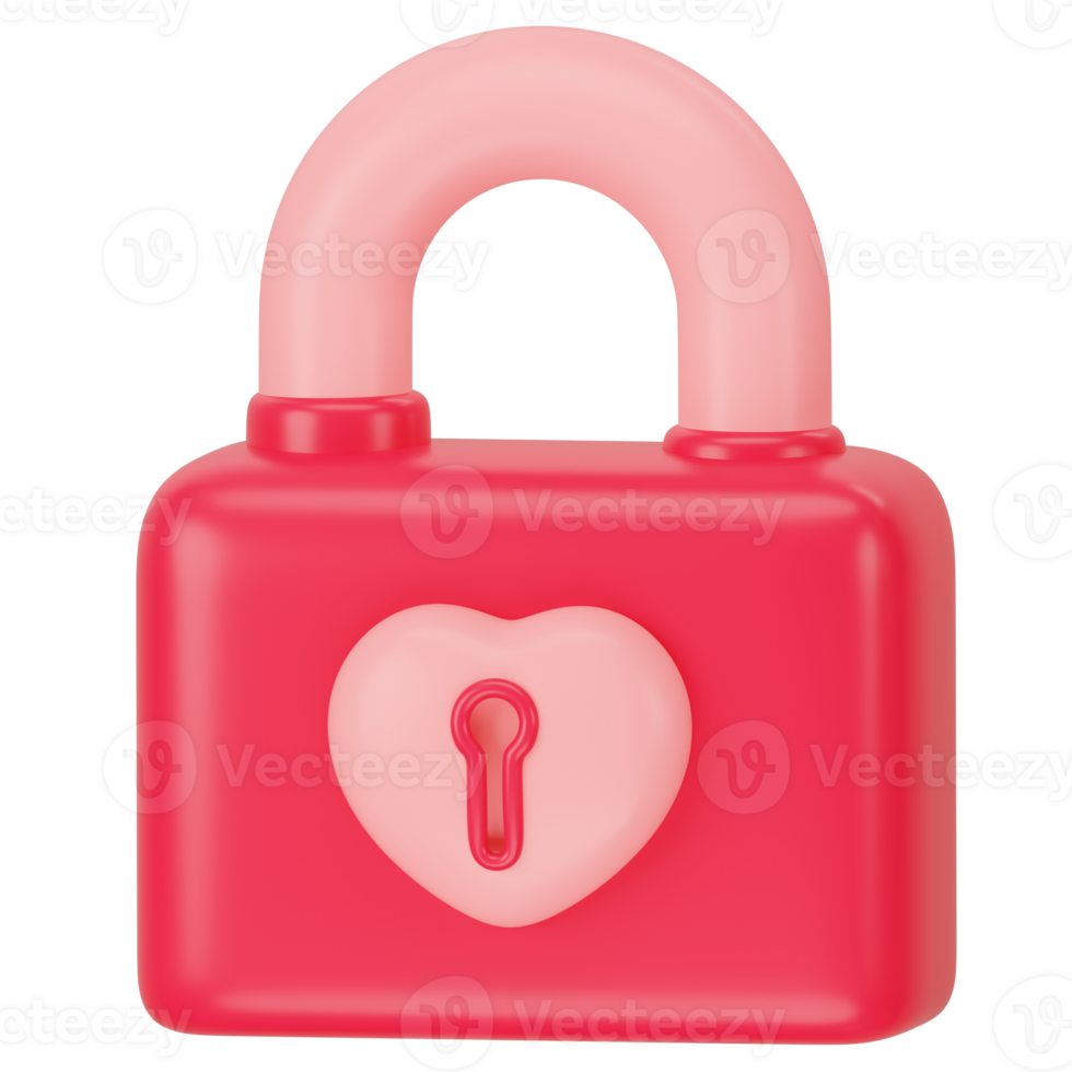 Padlocks with heart 3d icon rendering png