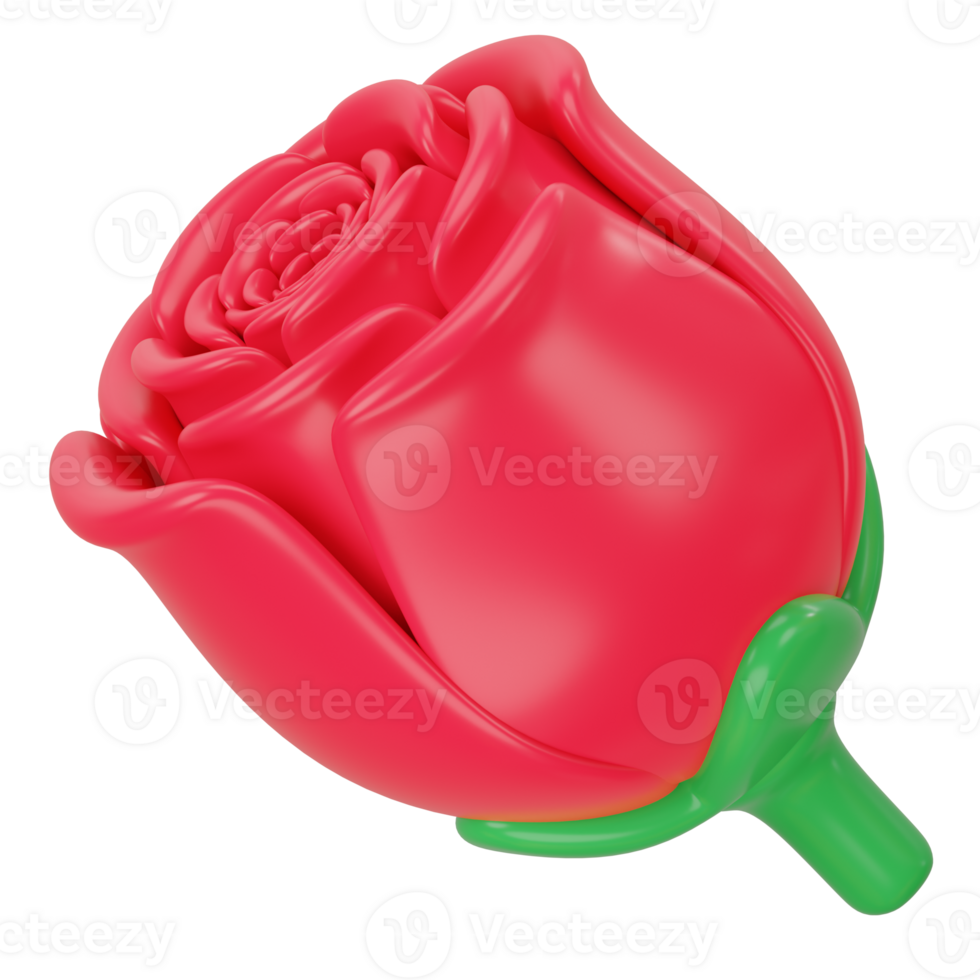 Rose flower 3d icon rendering png