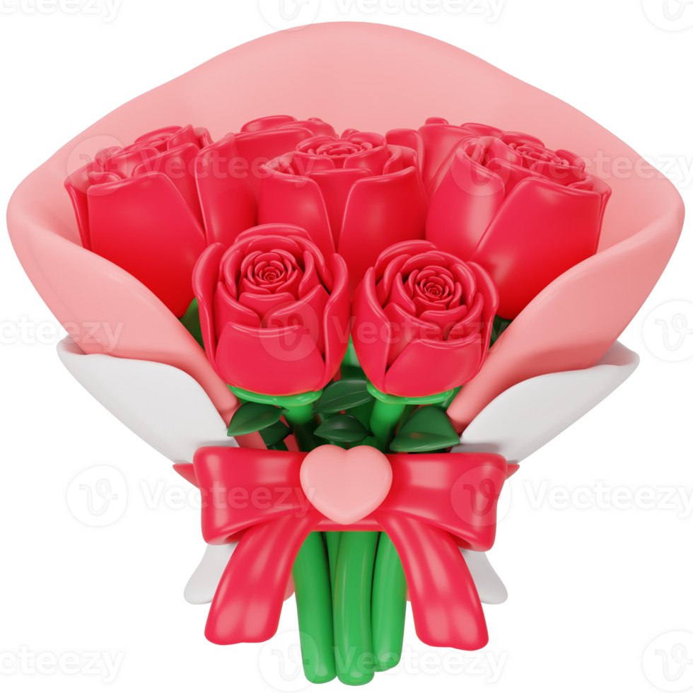 Rose Flower Bouquet 3d icon rendering png