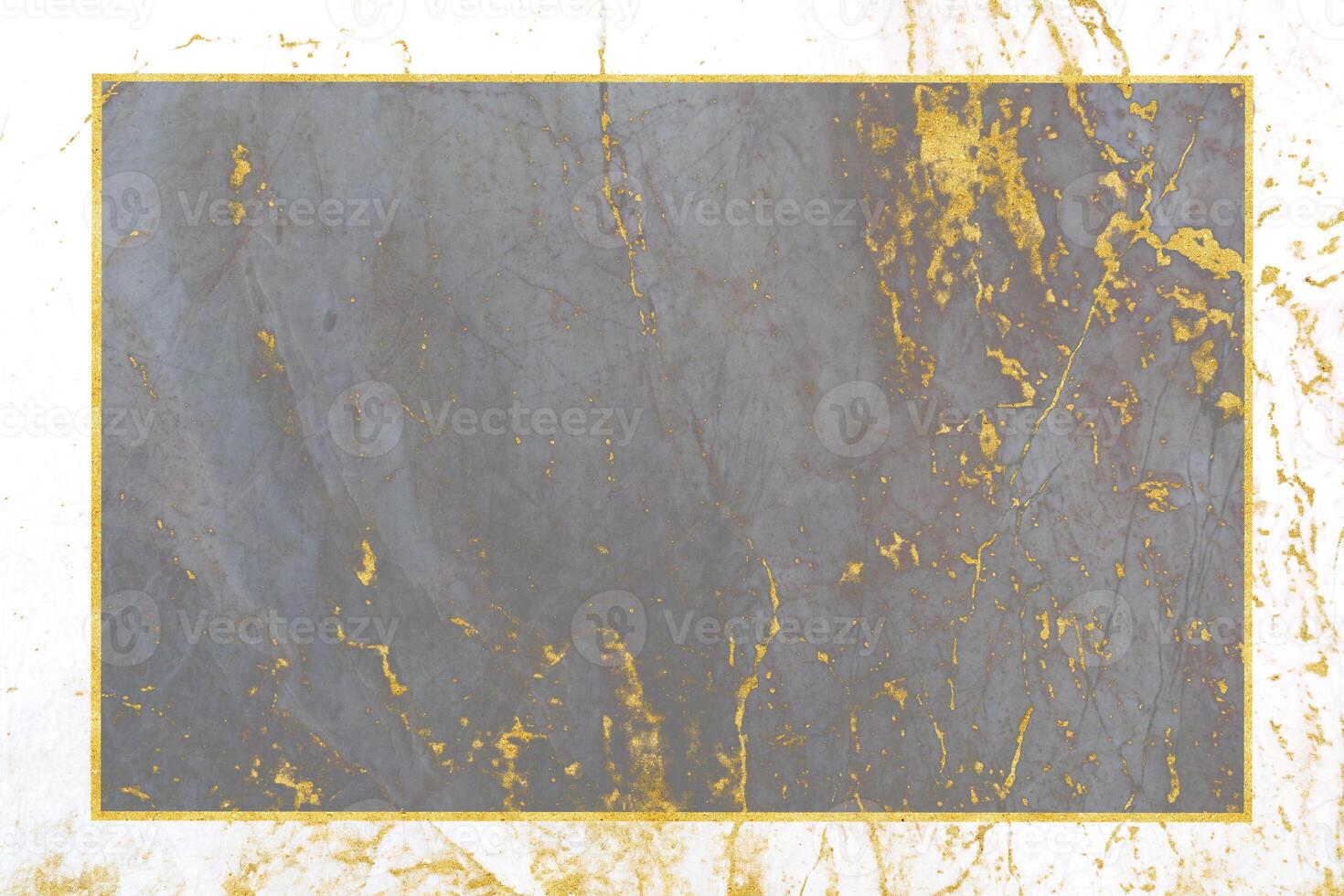 white marble rectangle outside and gray marble rectangle inside with mineral gold and gold border on surface photo