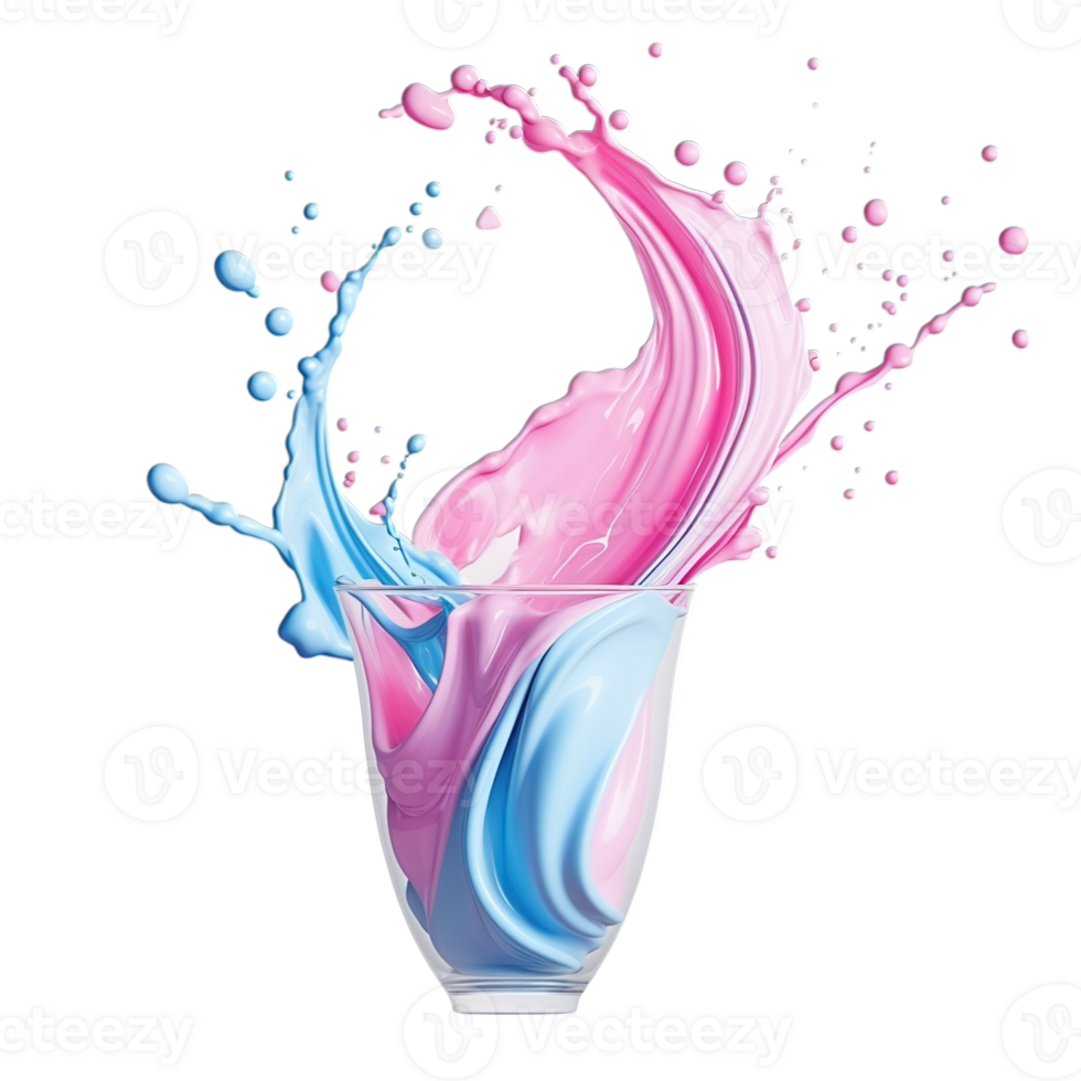 AI generated Creamy milkshake with vibrant splashes and elegant swirls isolated on clear, dairy desserts in motion. png