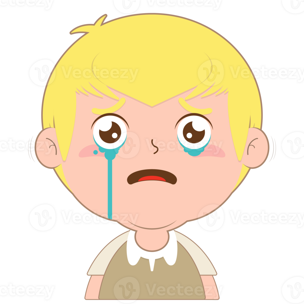 boy crying face cartoon cute png