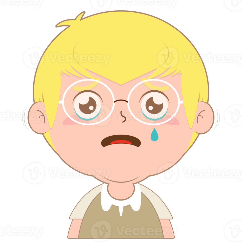 boy crying face cartoon cute png