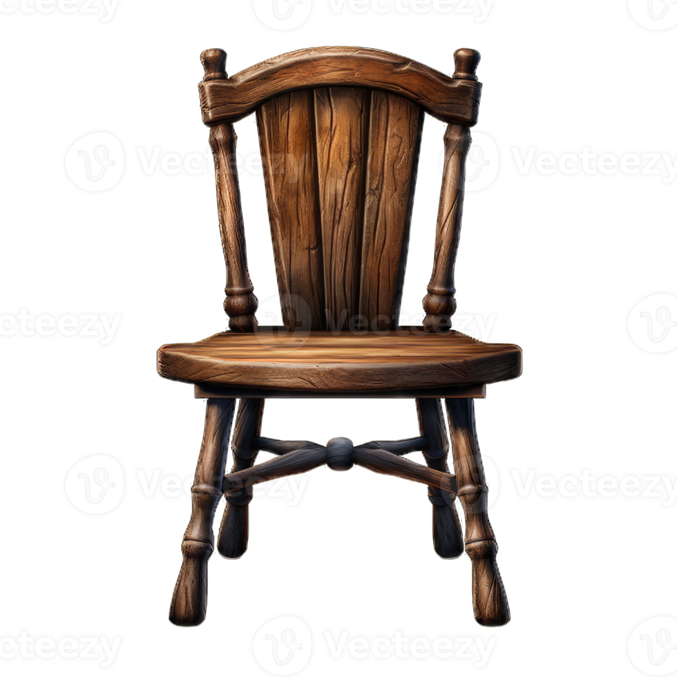 AI generated Wood Chair on Transparent Background PNG