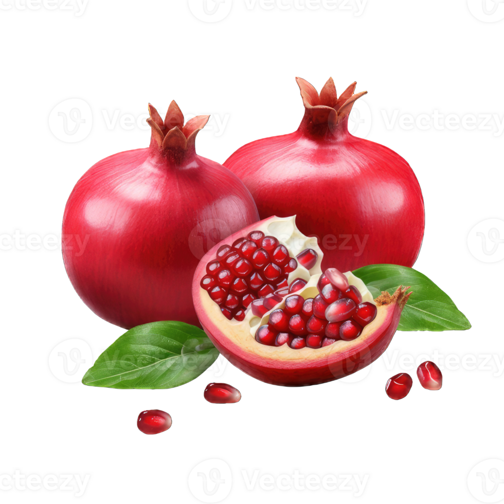 AI generated Juicy ripe pomegranates, isolated on transparent background png