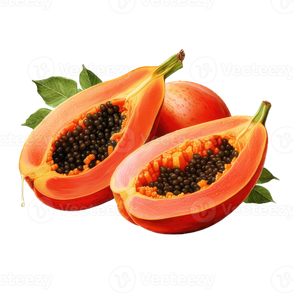 ai genererad papaya på transparent bakgrund png