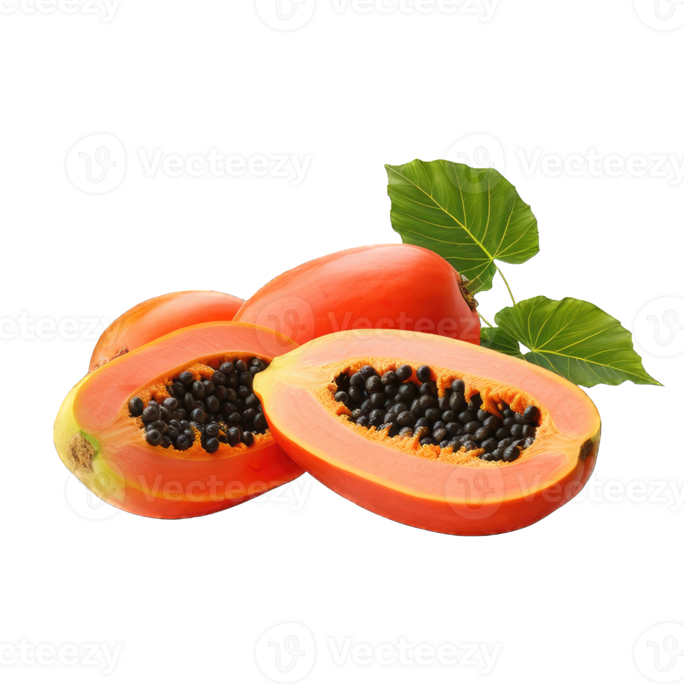 ai genererad papaya på transparent bakgrund png