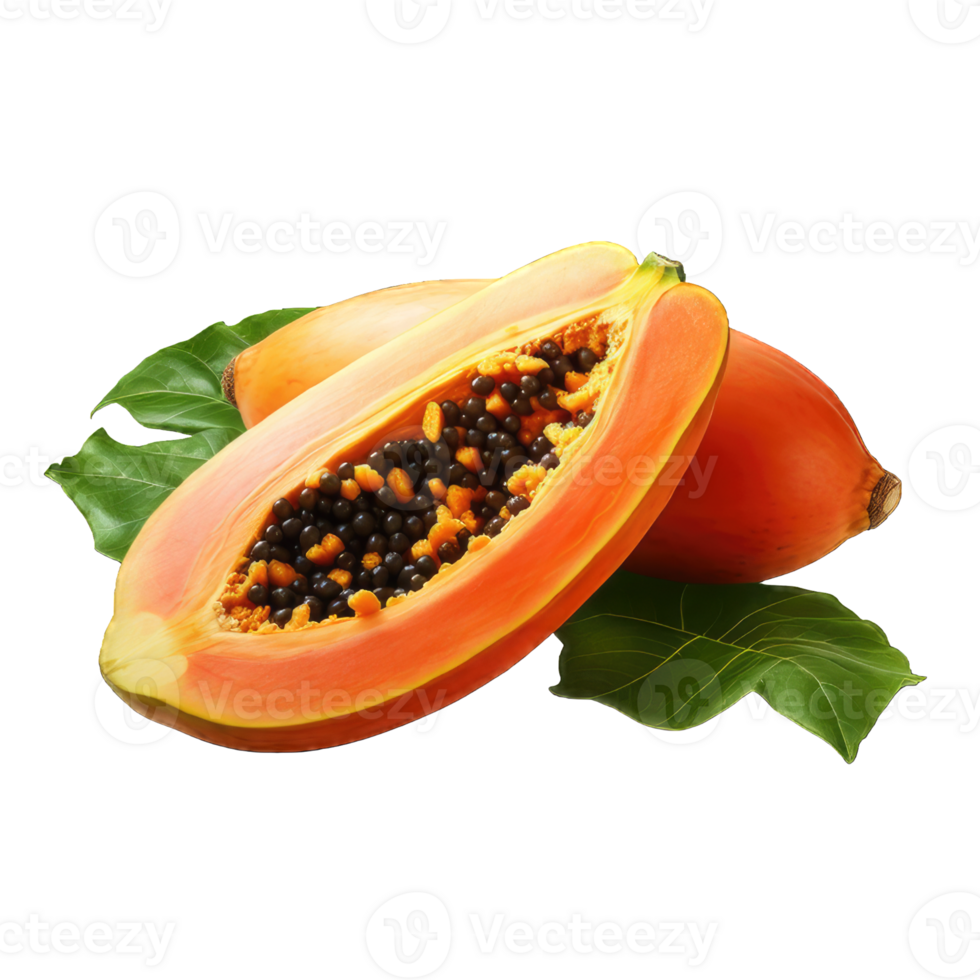 AI generated papaya on transparent Background png