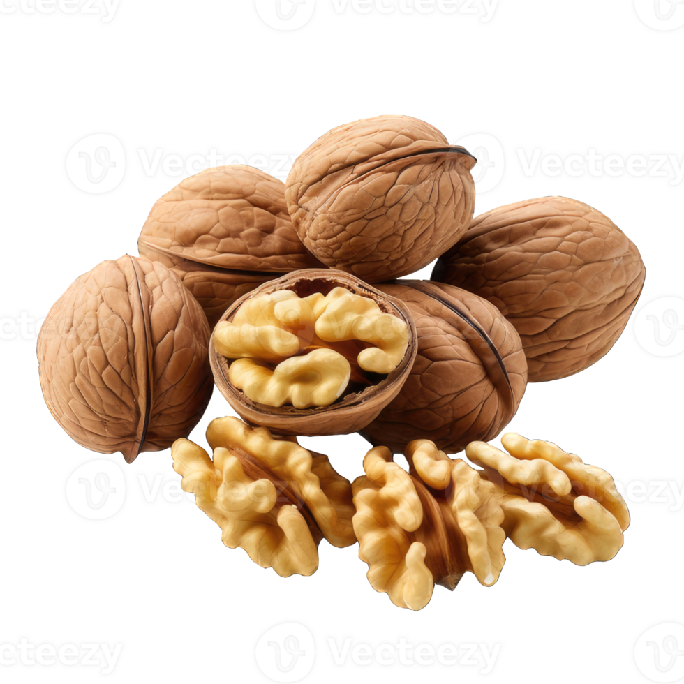 AI generated Walnut Studio Shot Isolated on transparent Background, Food Photography, png