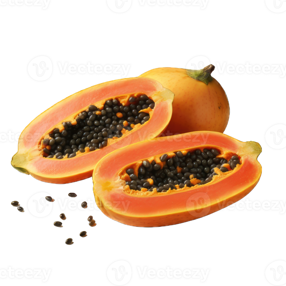 AI generated papaya on transparent Background png