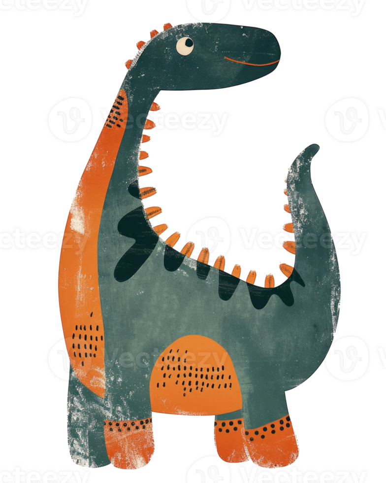 ai gegenereerd schattig lang nek dinosaurus tekenfilm met waterverf stijl voor t-shirt en sticker afdrukken ontwerp, geïsoleerd achtergrond png