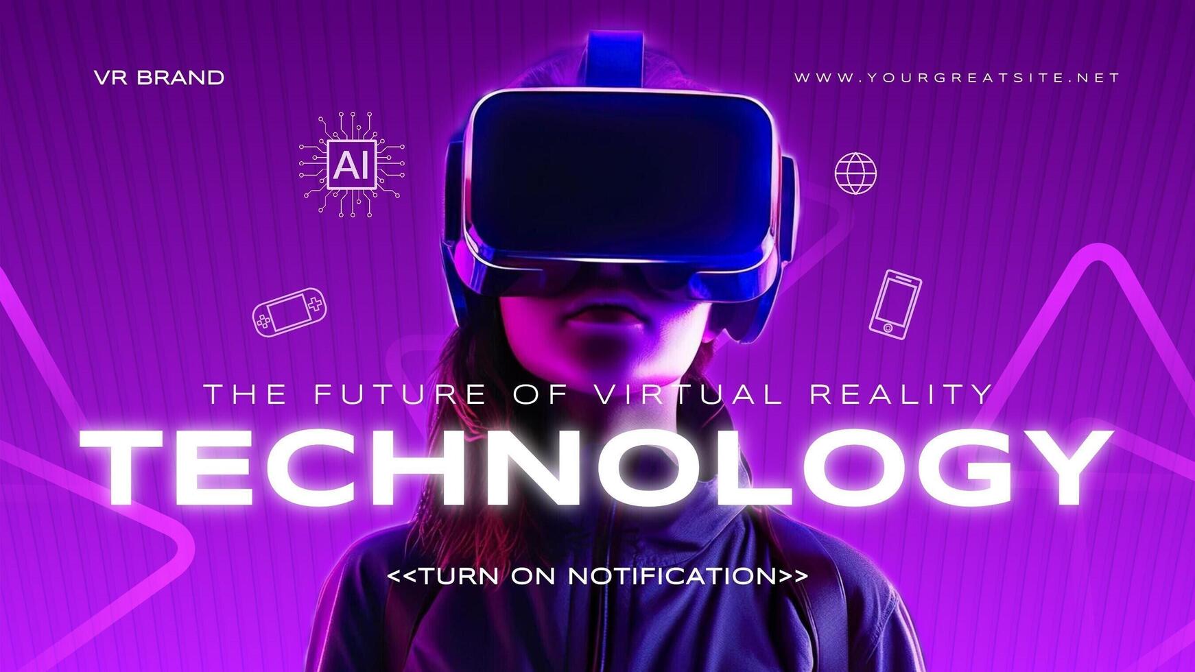 Purple Modern Virtual Reality Technology Youtube Banner template