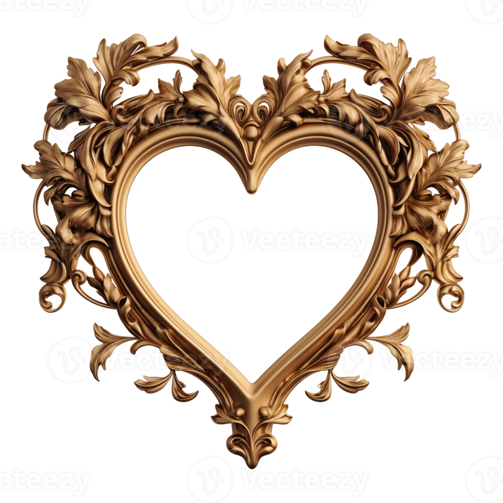 AI generated luxury frame heart shape png