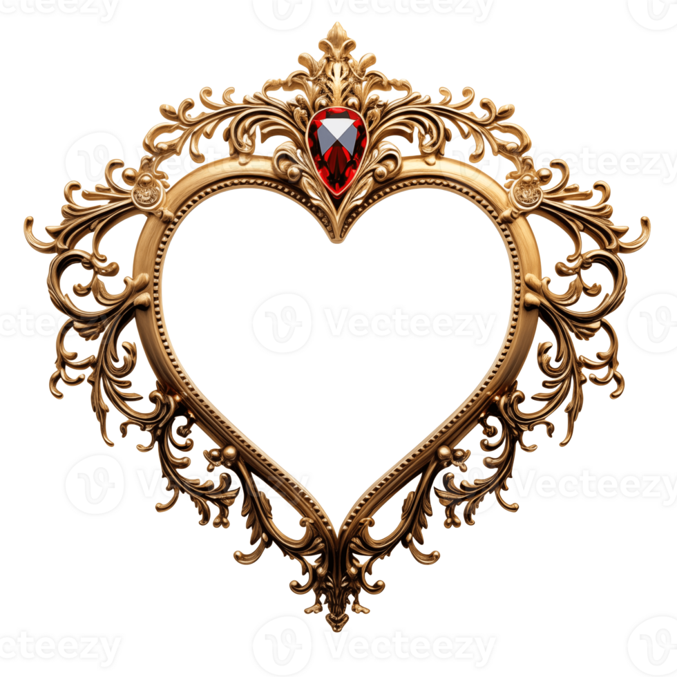 AI generated luxury frame heart shape png
