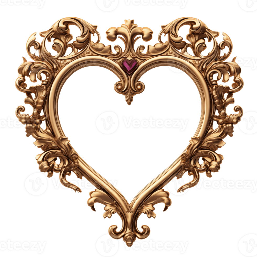 AI generated luxury frame heart shape png