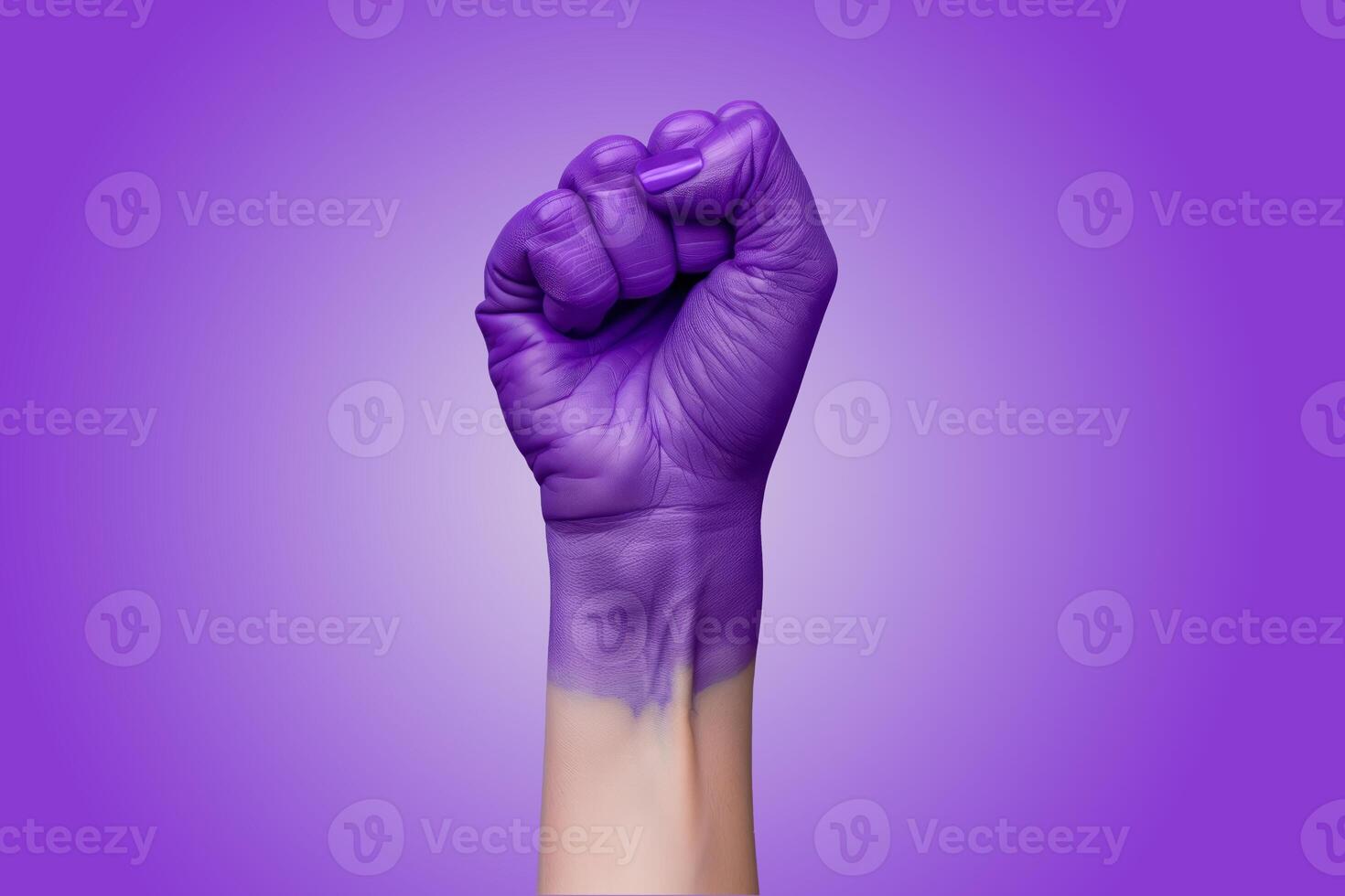 AI generated A powerful image of a hand with purple paint, symbolizing unity and strength photo