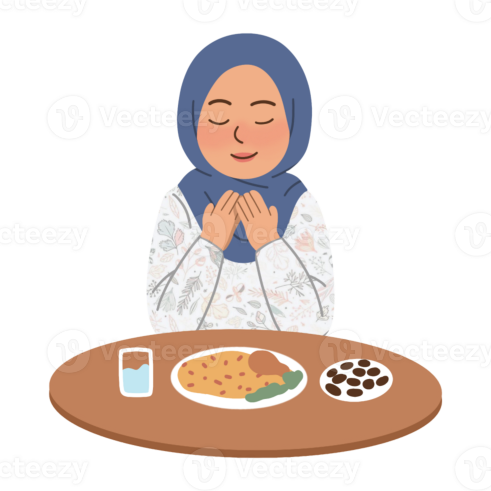 Woman praying before eating png