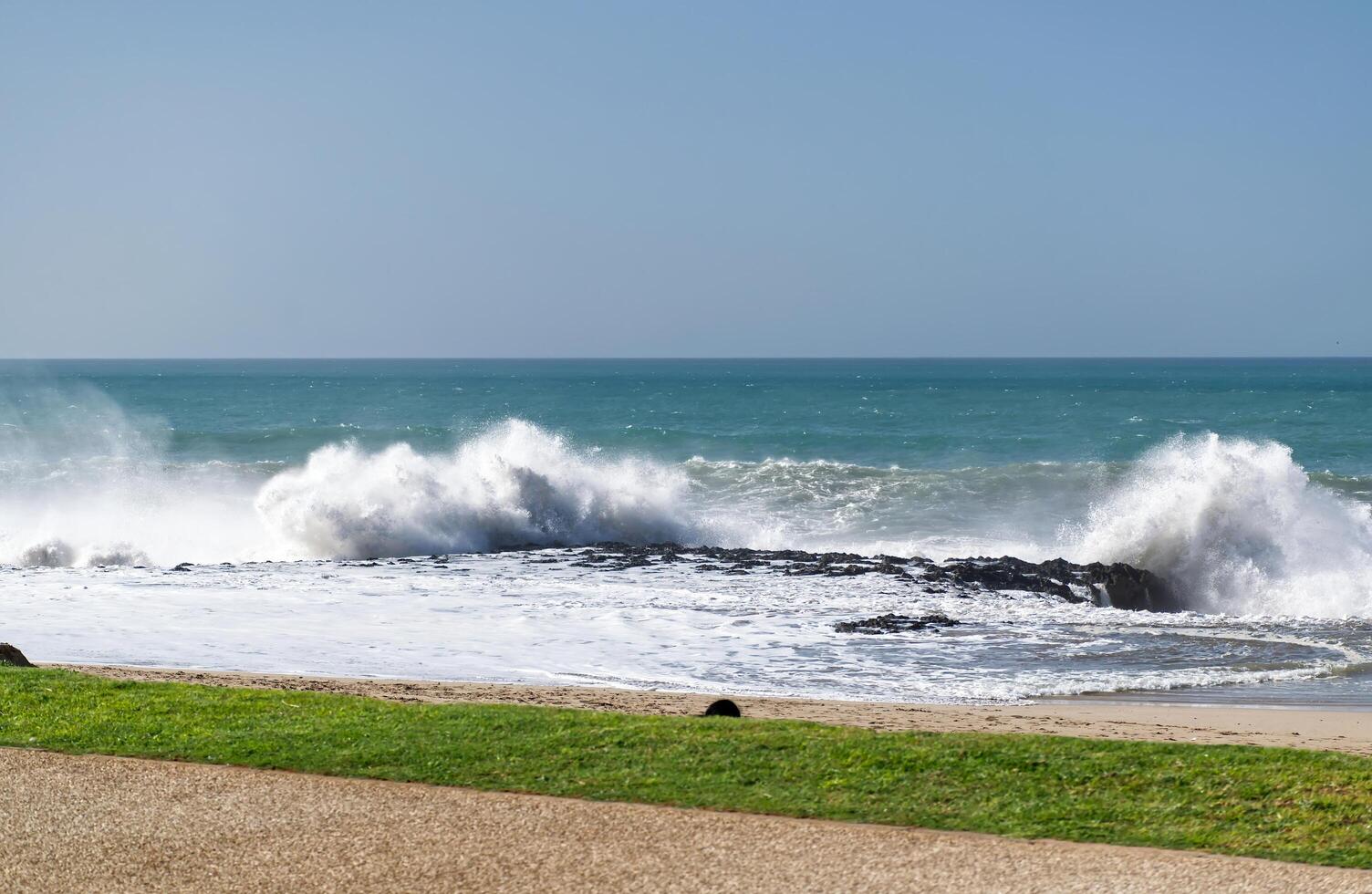 The waves of the Atlantic Ocean crashing on the shore of Morocco. Africa photo
