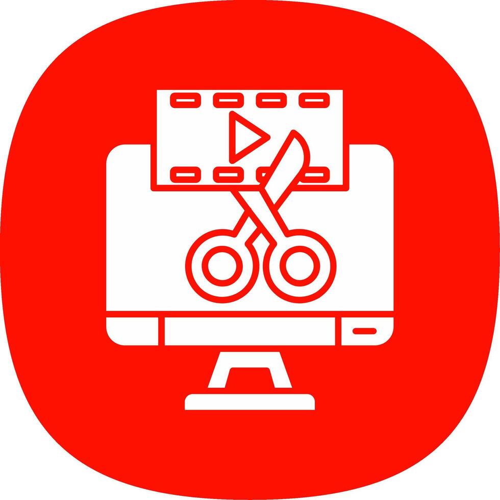 Video editor Glyph Curve Icon vector