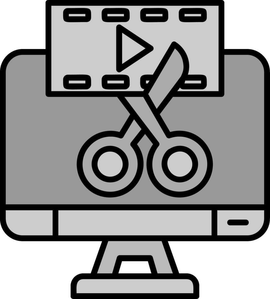 vídeo editor línea lleno escala de grises icono vector