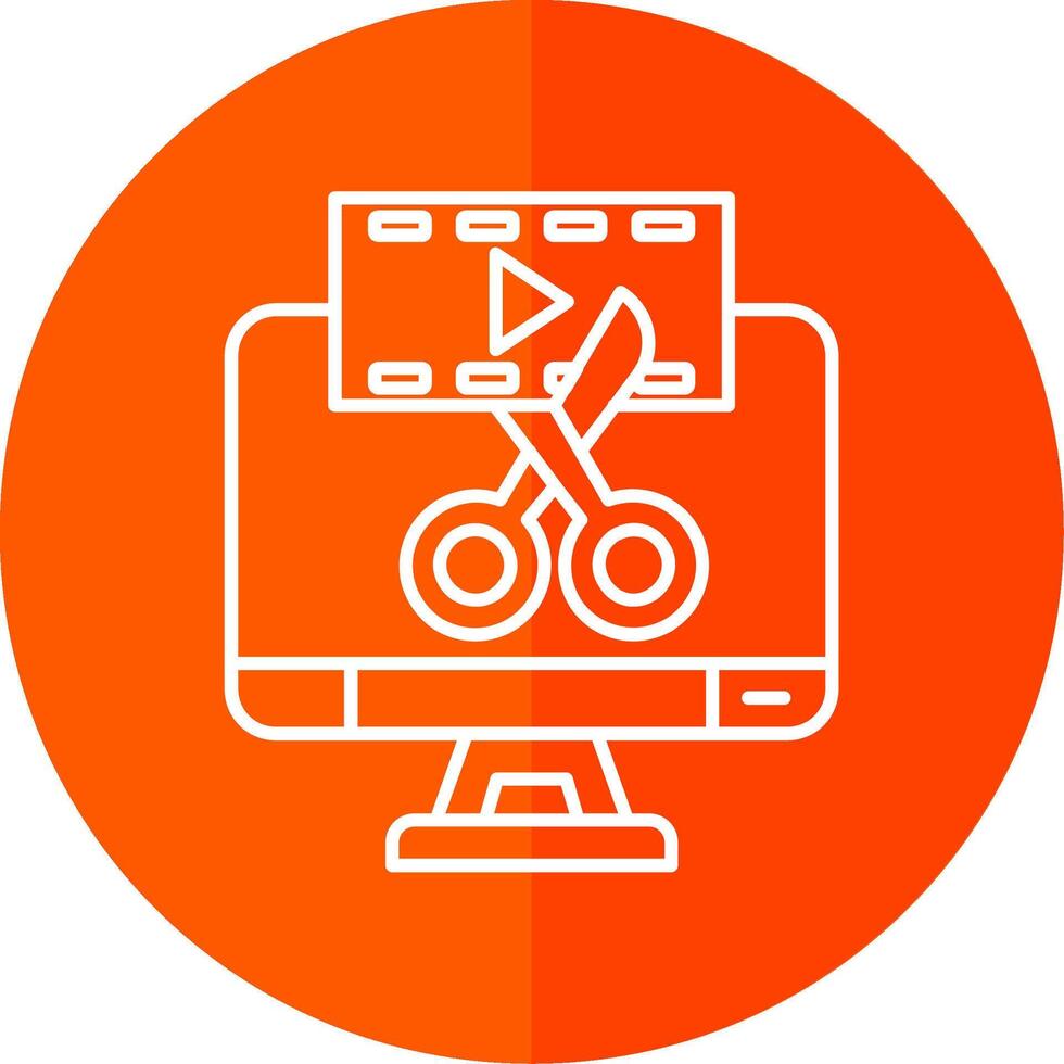 Video editor Line Red Circle Icon vector