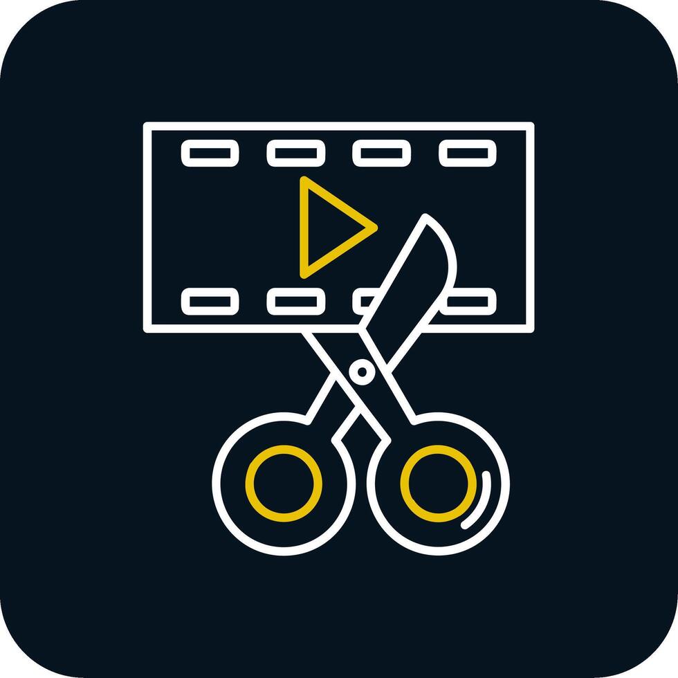 vídeo editor línea amarillo blanco icono vector