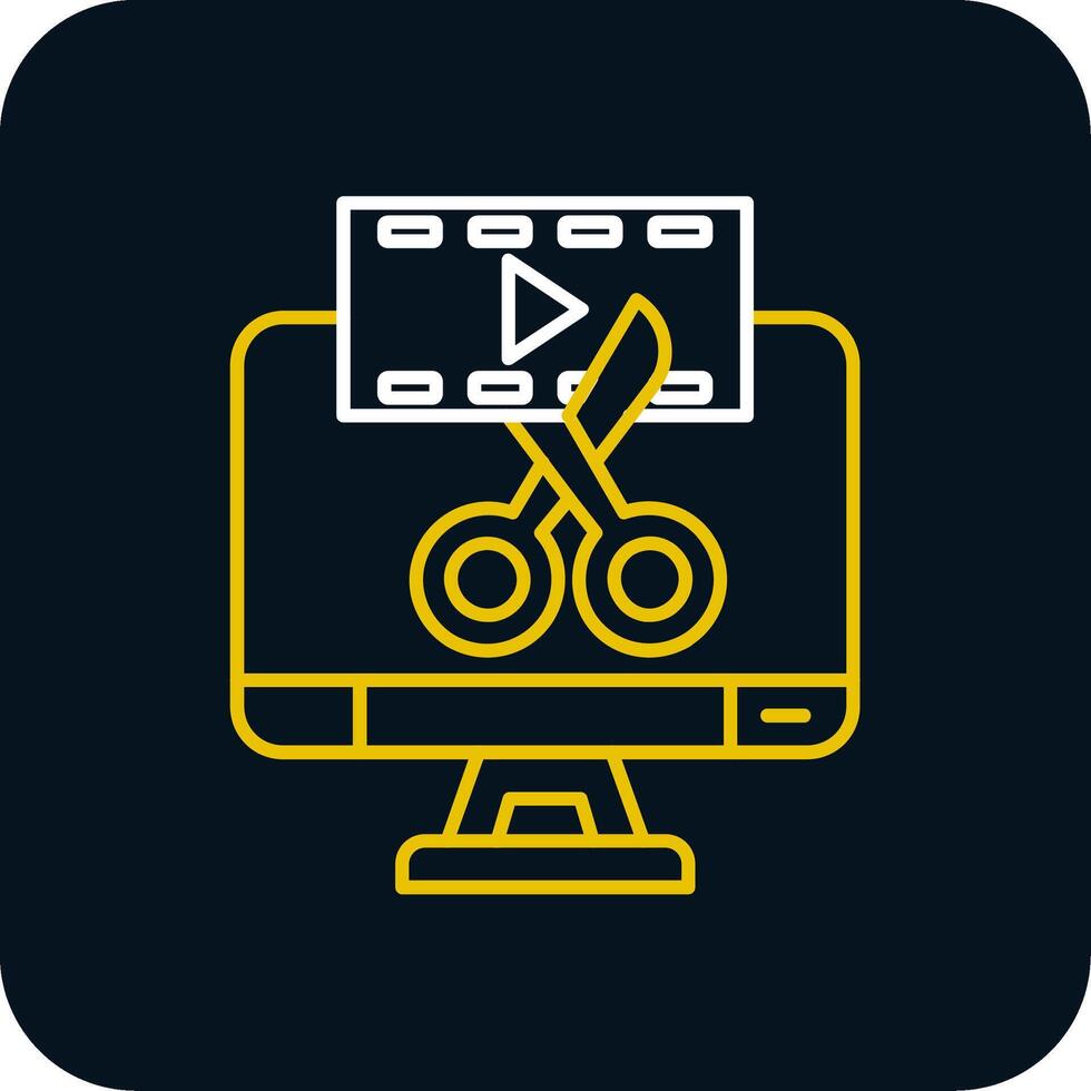 Video editor Line Yellow White Icon vector