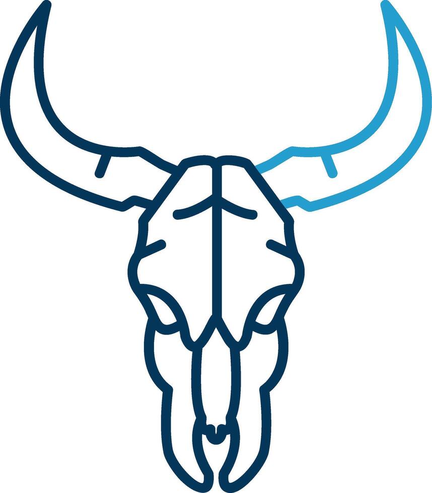 Bull skull Line Blue Two Color Icon vector