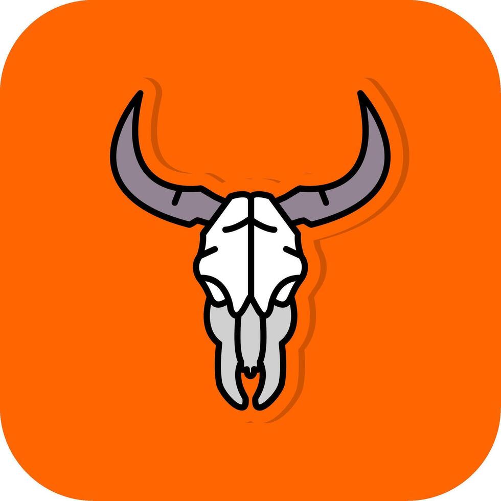 Bull skull Filled Orange background Icon vector