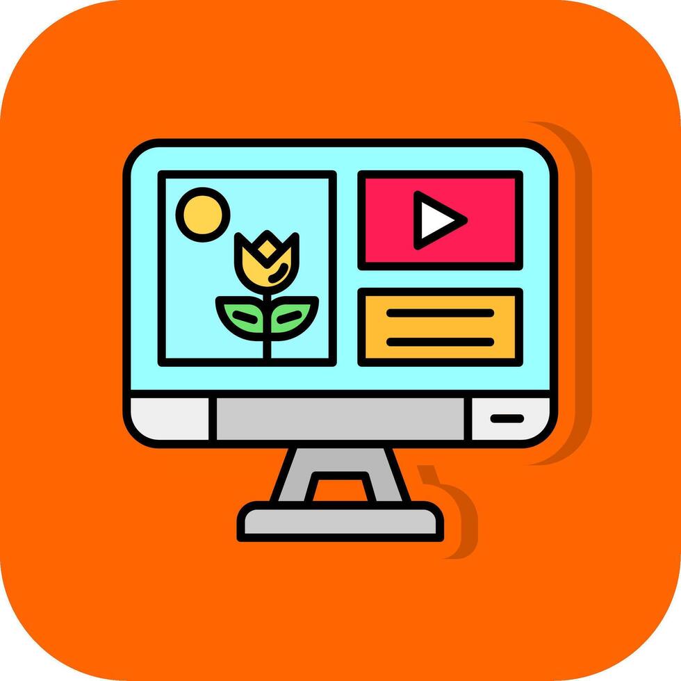 Mixed media Filled Orange background Icon vector