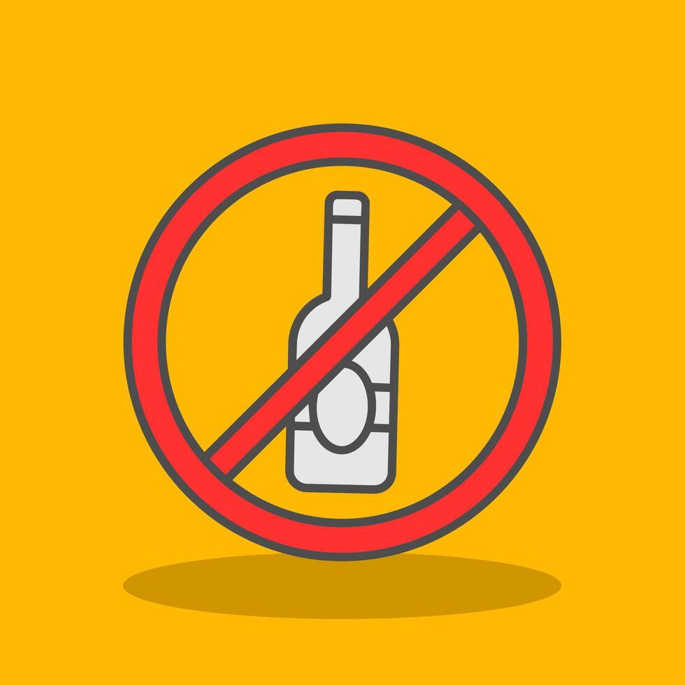 No alcohol Filled Shadow Icon vector