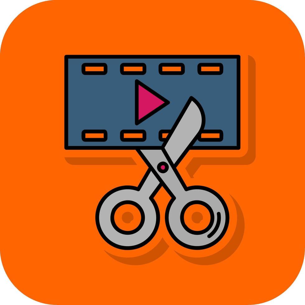 Video editor Filled Orange background Icon vector