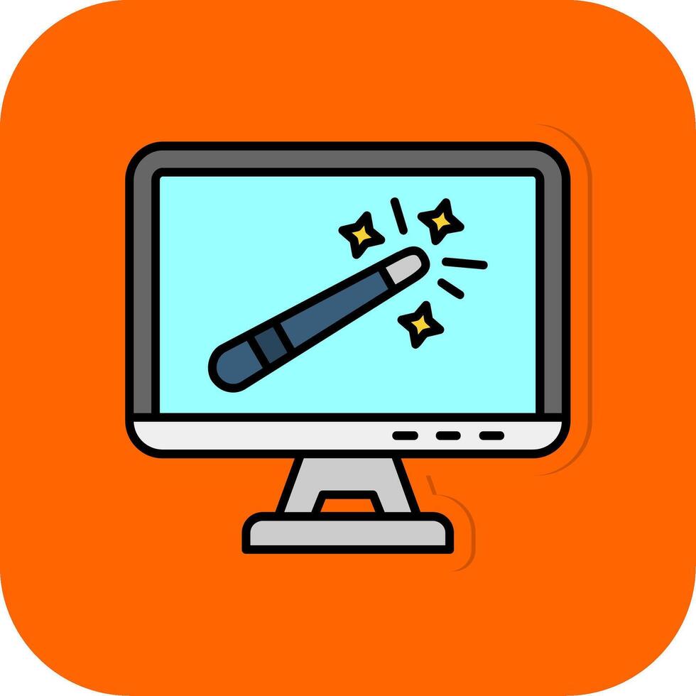 Magic wand Filled Orange background Icon vector