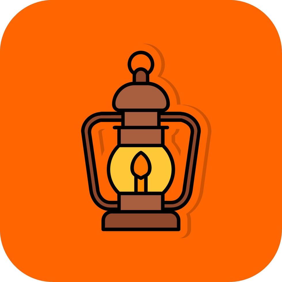 Oil lamp Filled Orange background Icon vector