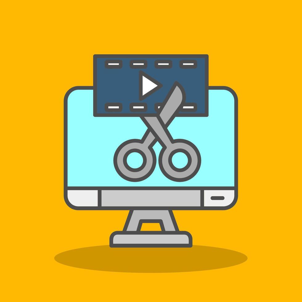 Video editor Filled Shadow Icon vector