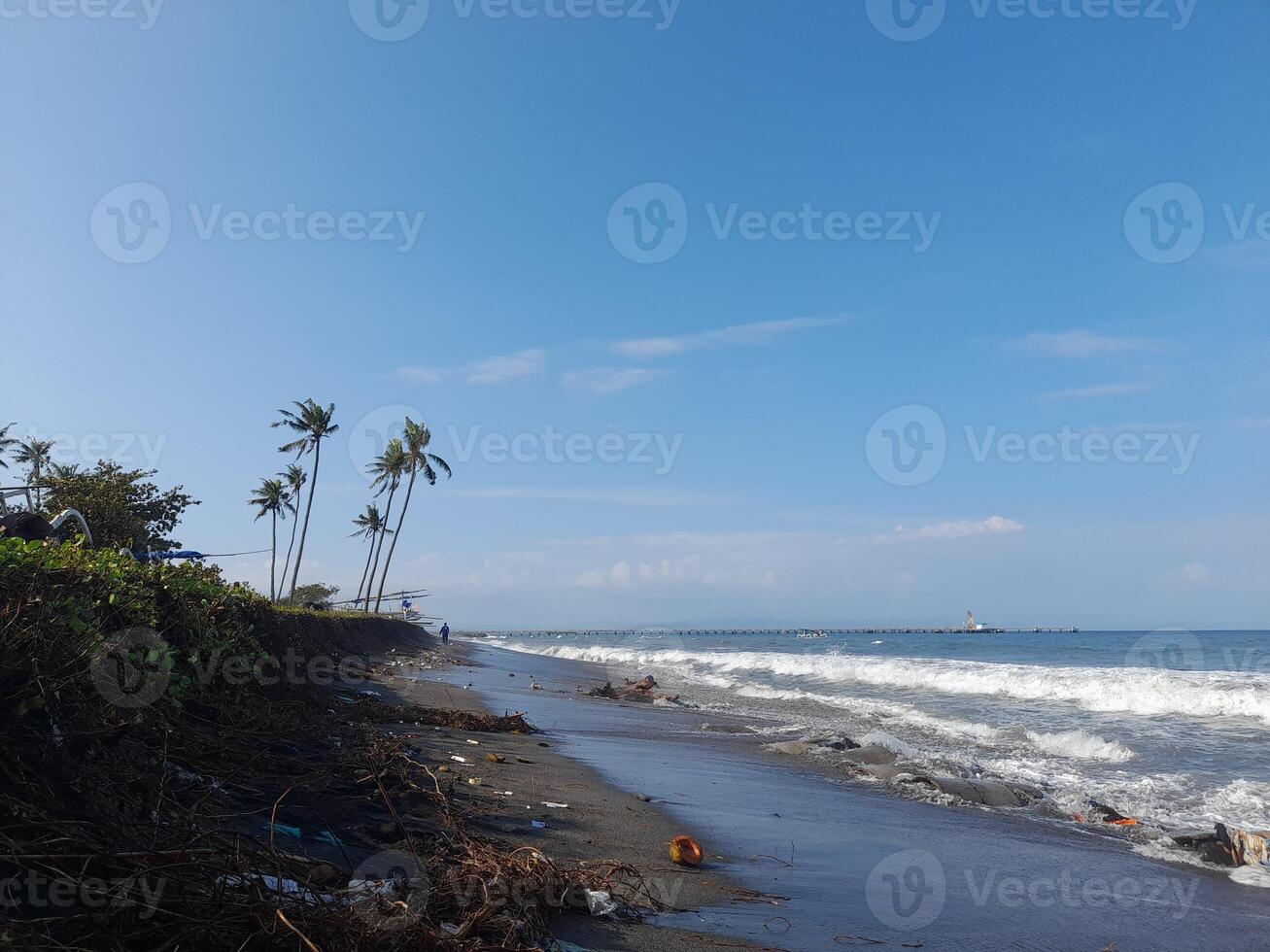 The white clouds on the blue sky are perfect for the background. Skyscape on Lombok Island, Indonesia photo