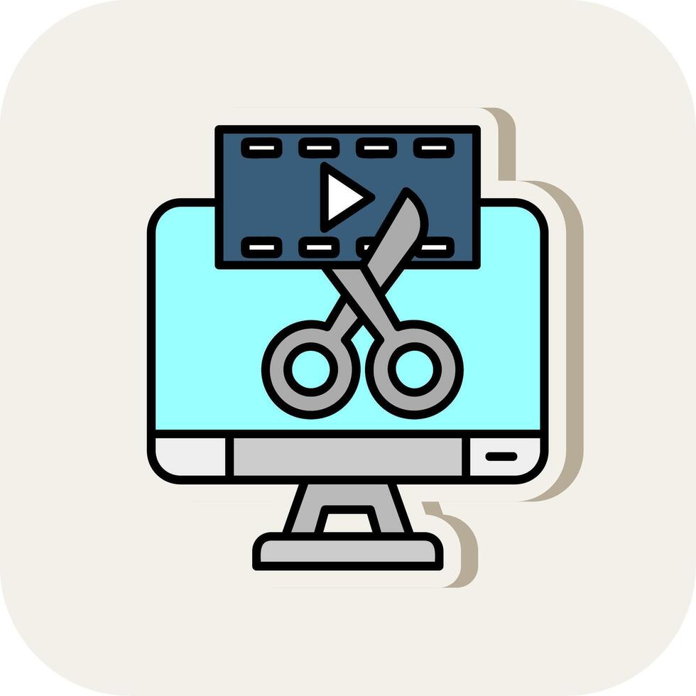 Video editor Line Filled White Shadow Icon vector