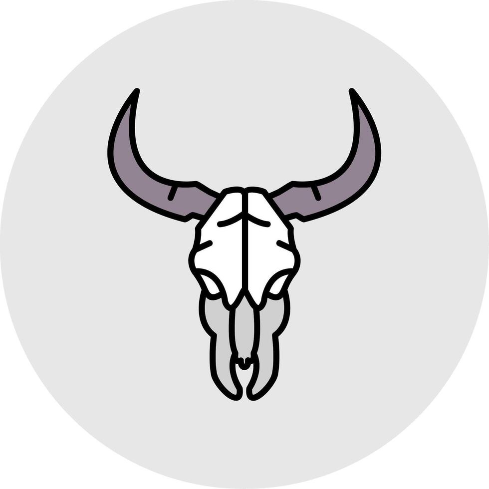 Bull skull Line Filled Light Circle Icon vector