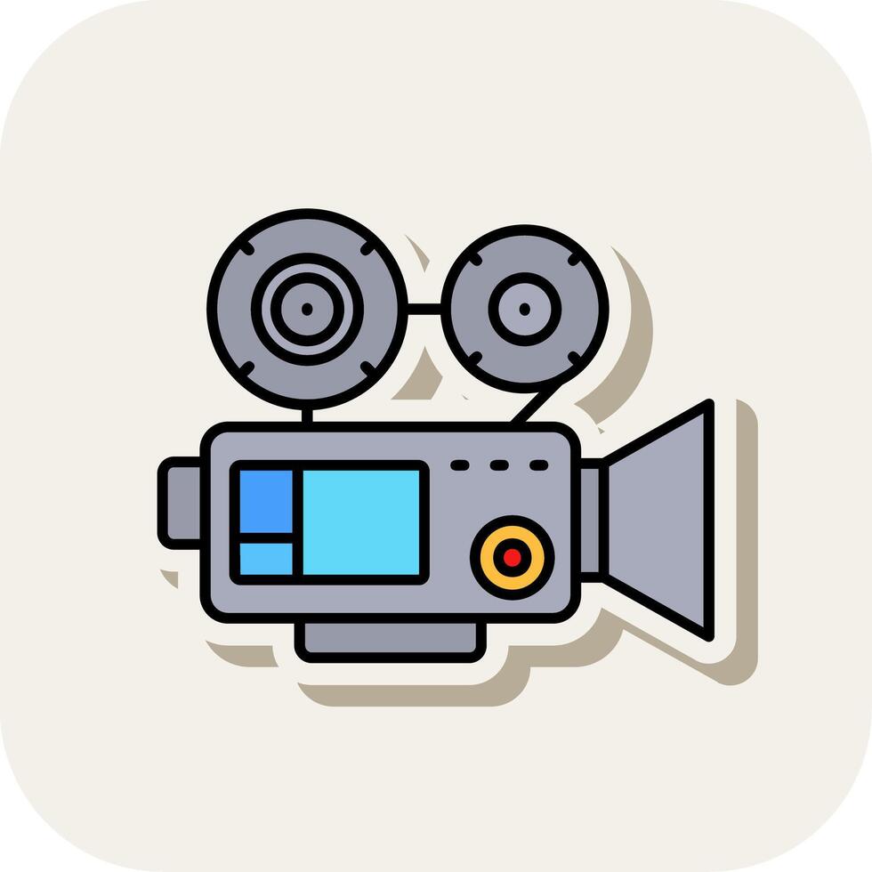 Video camera Line Filled White Shadow Icon vector