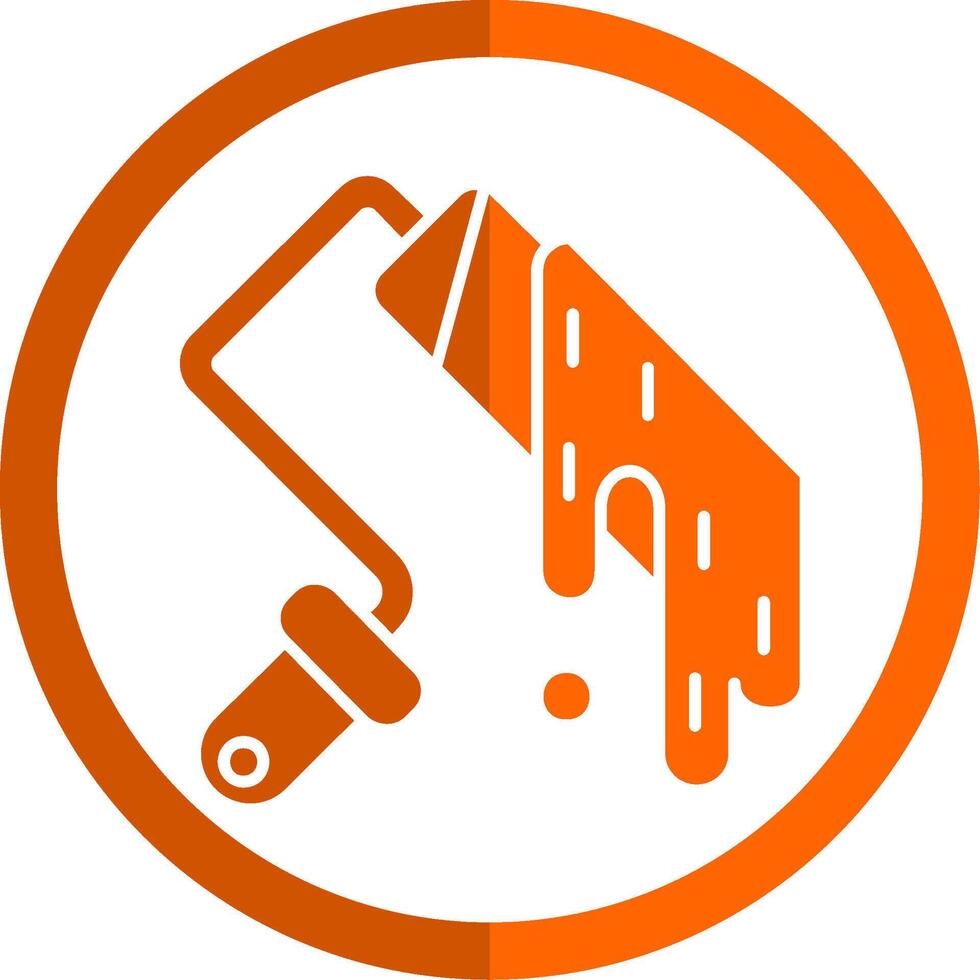 Paint roller Glyph Orange Circle Icon vector