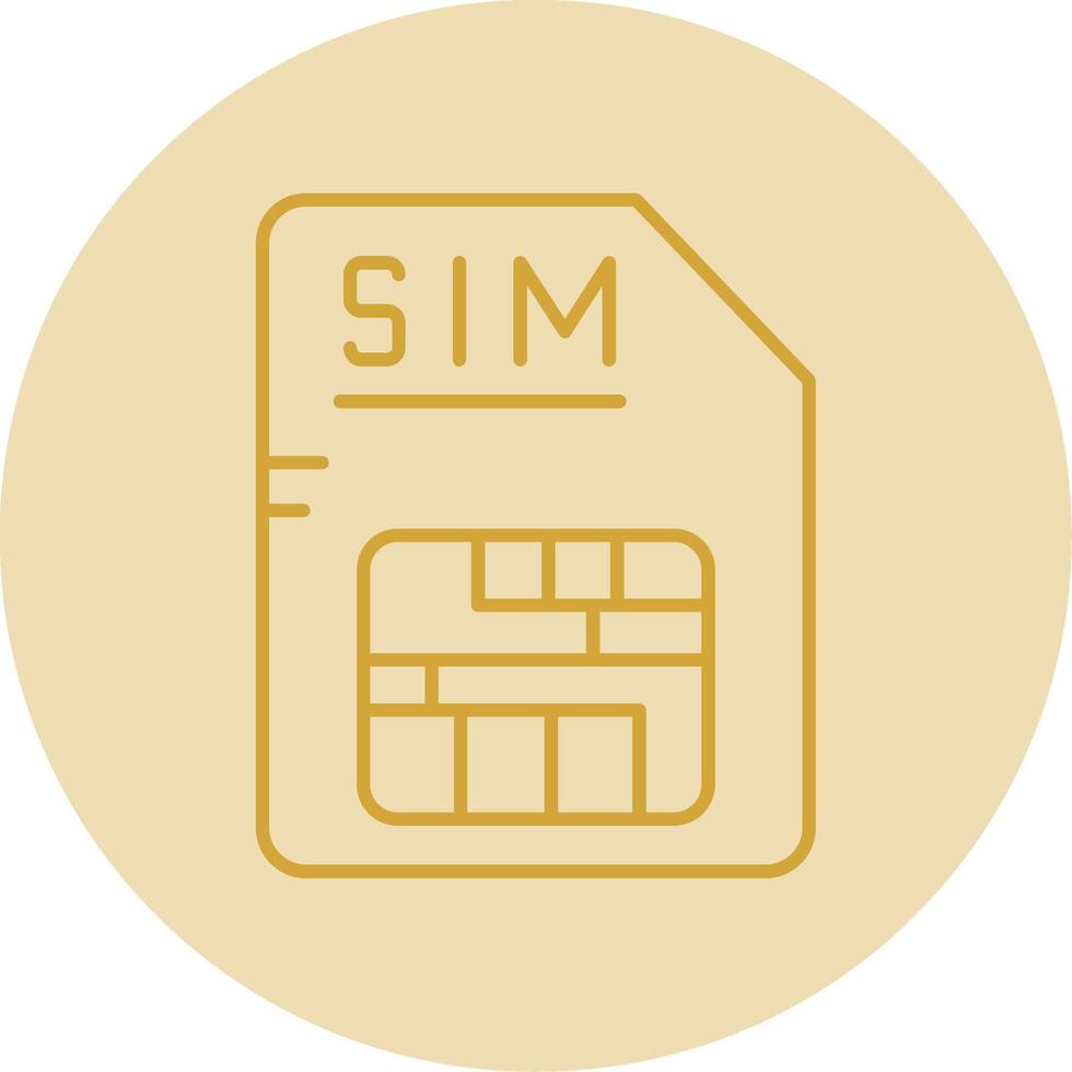 Sim Line Yellow Circle Icon vector