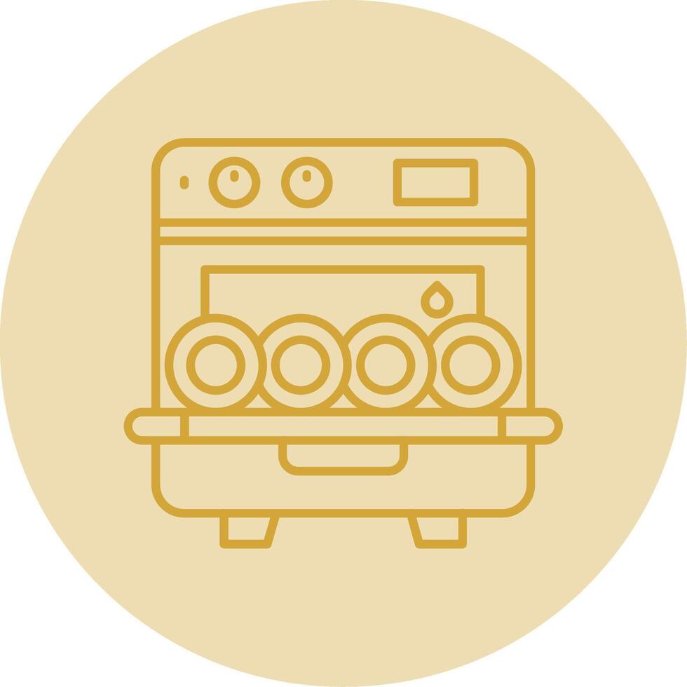 Dishwasher Line Yellow Circle Icon vector