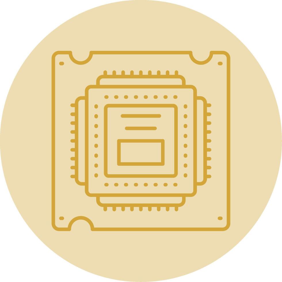 Processor Line Yellow Circle Icon vector