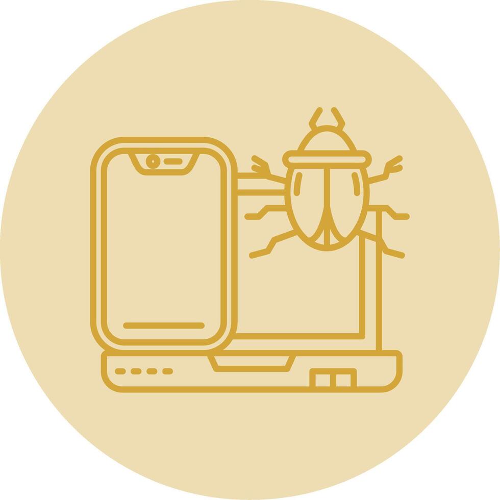 Bug Line Yellow Circle Icon vector