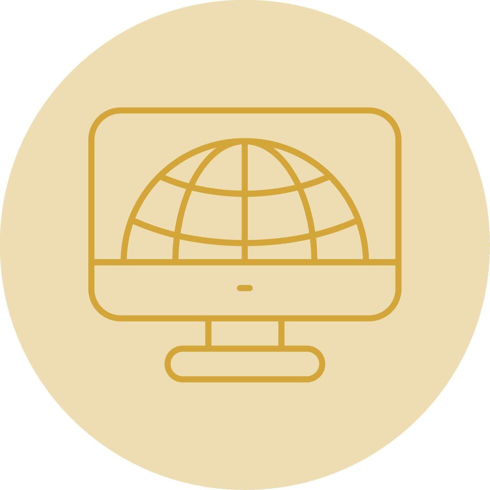 Monitor Line Yellow Circle Icon vector