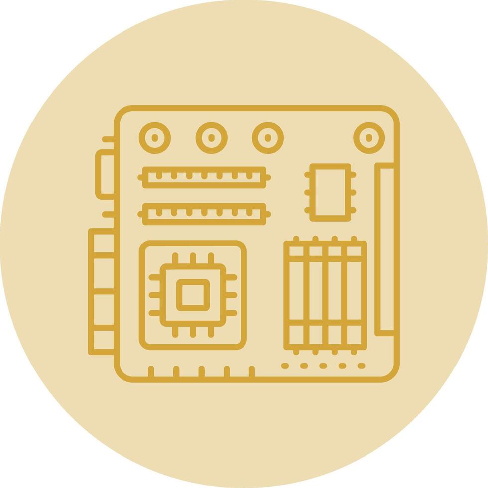 Motherboard Line Yellow Circle Icon vector