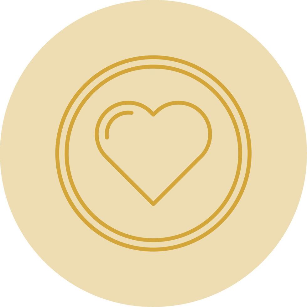 Heart Line Yellow Circle Icon vector